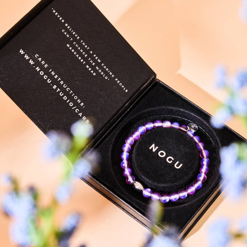 Violett | 925 Sterling Silber | Meerjungfrau Glasperlenarmband 