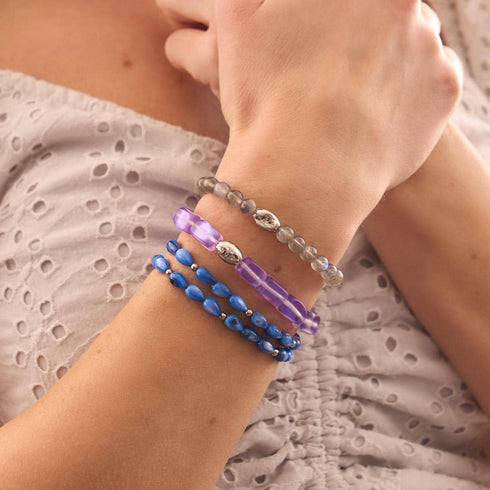 Violett | 925 Sterling Silber | Meerjungfrau Glaskiesel Armband 