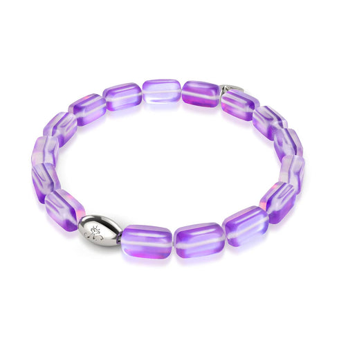 Violett | 925 Sterling Silber | Meerjungfrau Glaskiesel Armband 