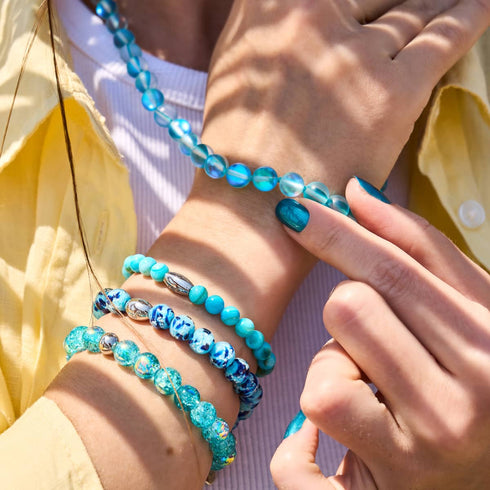 Aquamarin | Silber | Meerjungfrau Glas Statement Halskette 