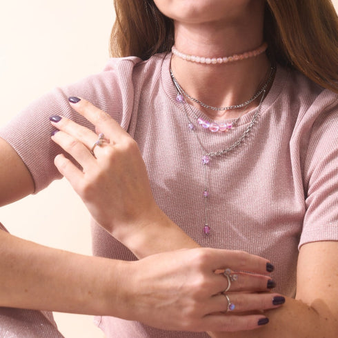 Lavendel | 925 Sterling Silber | Meerjungfrau Glas Unendlichkeitsverschluss Halskette 