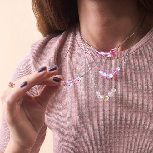Lavendel | 925 Sterling Silber | Meerjungfrau Glas Unendlichkeitsverschluss Halskette 