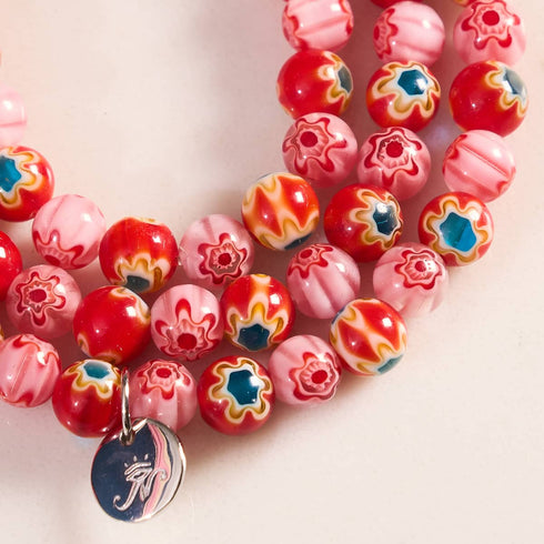 Rosenstrauß | 925er Sterlingsilber | Millefiori-Armband
