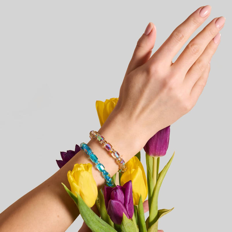 Mondstrahl x Grau | Silber | Strahlendes Facetten-Kieselsteinarmband 