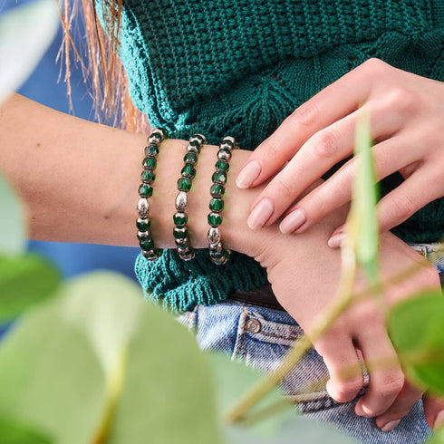 Smaragdwald | 925er Sterlingsilber | Strahlendes Facettenkristallarmband