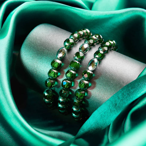Vergoldete Jade | 925er Sterlingsilber | Strahlendes Facetten-Kristallarmband