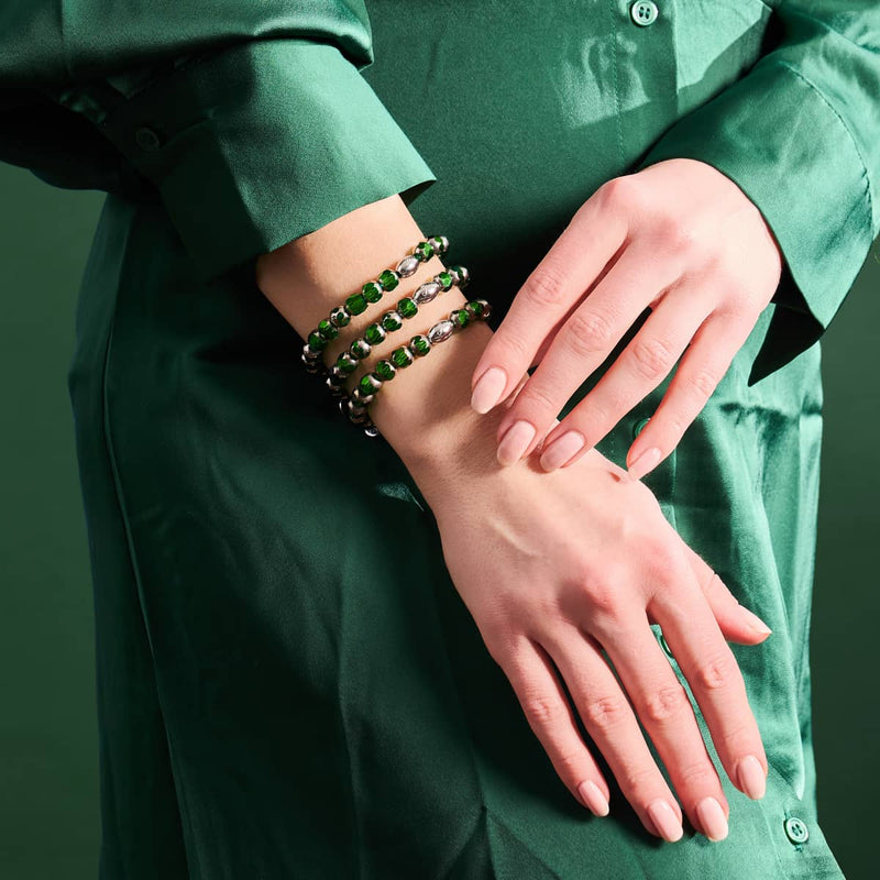 Vergoldete Jade | 925er Sterlingsilber | Strahlendes Facetten-Kristallarmband