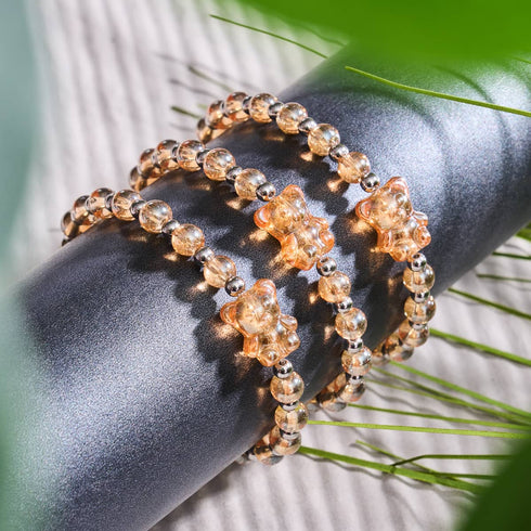 Mandarinenkristall | Schimmerndes Bärenarmband | Orange x Silber