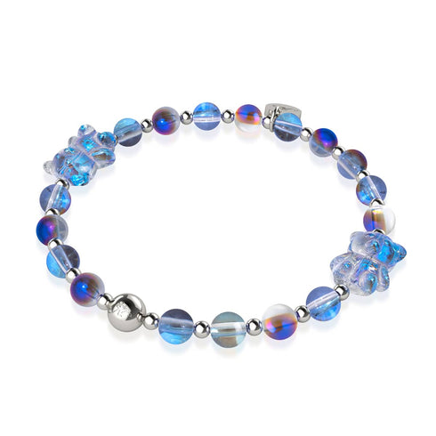Einhorn Blau | Silber | Doppelt schimmerndes Bärenarmband