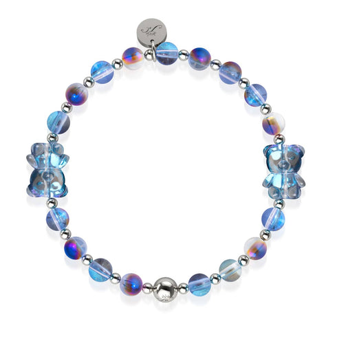 Einhorn Blau | Silber | Doppelt schimmerndes Bärenarmband