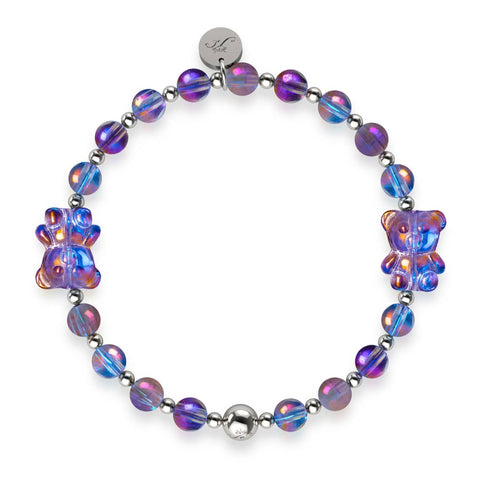 Einhorn Lila | Silber | Doppelt schimmerndes Bärenarmband
