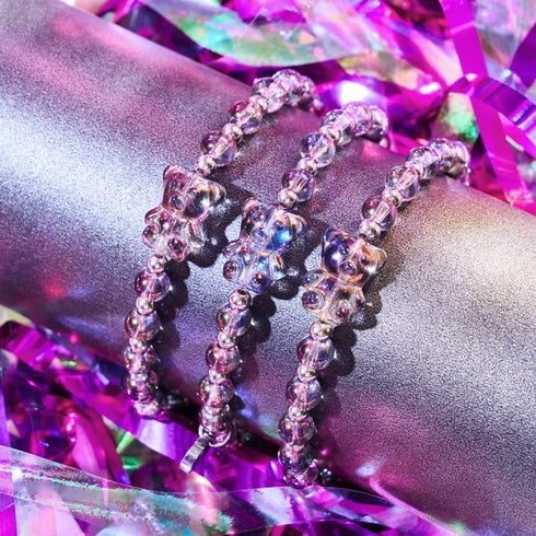 Einhorn Lila | Silber | Doppelt schimmerndes Bärenarmband