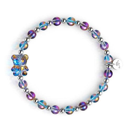 Einhorn Lila | Silber | Schimmerndes Bärenarmband
