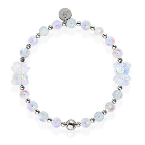 Einhorn Weiß | Silber | Doppelt schimmerndes Bärenarmband