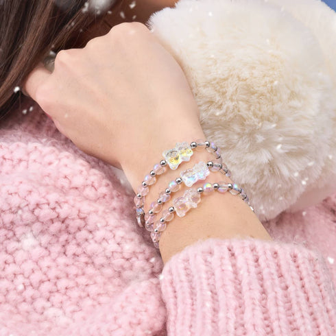 Einhorn Weiß | Silber | Doppelt schimmerndes Bärenarmband