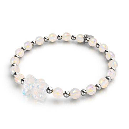 Einhorn Weiß | Silber | Schimmerndes Bärenarmband