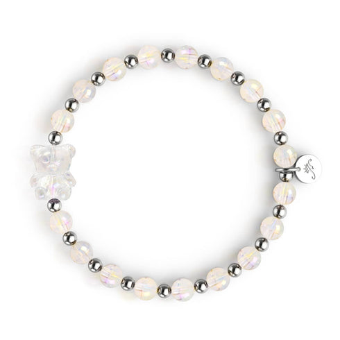 Einhorn Weiß | Silber | Schimmerndes Bärenarmband