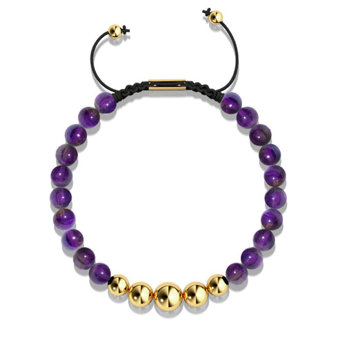 Amethyst | Gold | Balance Edelstein Makramee Armband