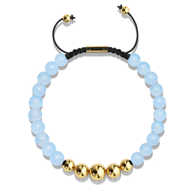 Aquamarin | Gold | Balance Edelstein Makramee Armband