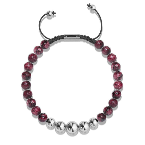 Maulbeerachat | Silber | Balance Edelstein Makramee Armband
