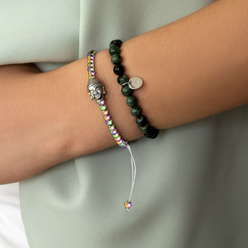 Vergoldeter Buddha | Einhorn Silber x Weiß | Charmballa Armband 