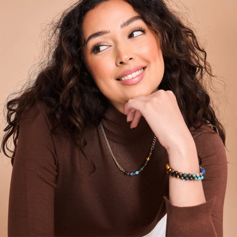 Regenbogenchakra | Halskette mit 7 Edelsteinen | Gold