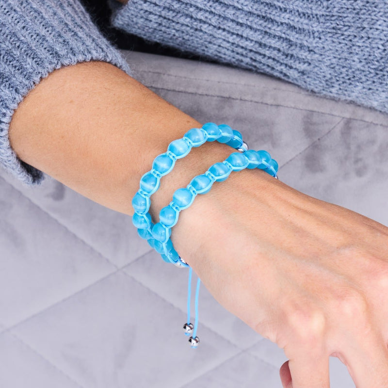 Aquamarin | Silber | Cheshire-Glas Charmballa-Armband