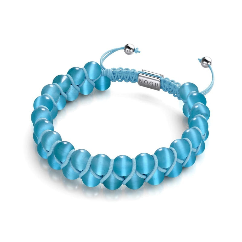 Aquamarin | Silber | Cheshire-Glas-Doppel-Makramee-Armband