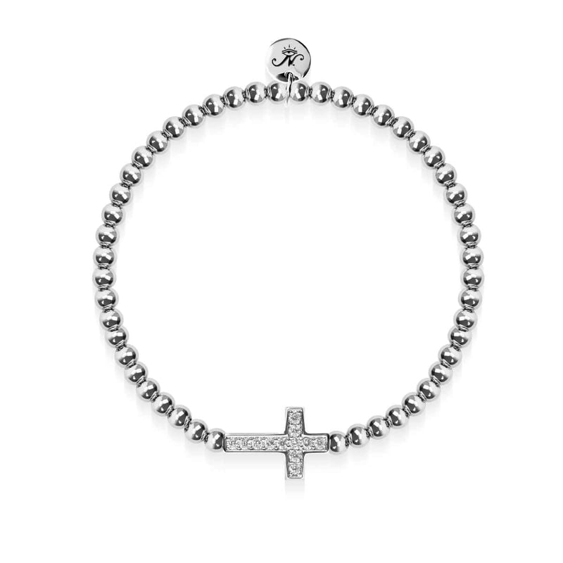 Gesegnet | Silber | Kristallkreuz-Charm-Armband