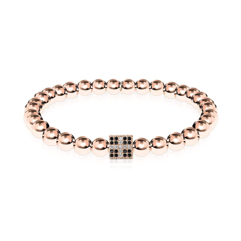 Glücksbringer | 18 Karat Roségold | Kristallwürfel-Charm-Armband