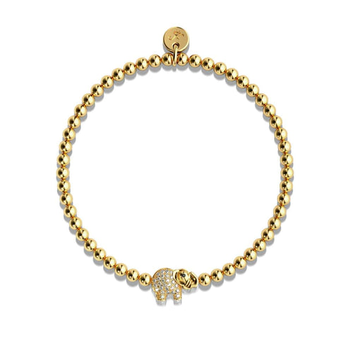 Heiligtum | 18 Karat Gold | Kristall-Elefanten-Charm-Armband 