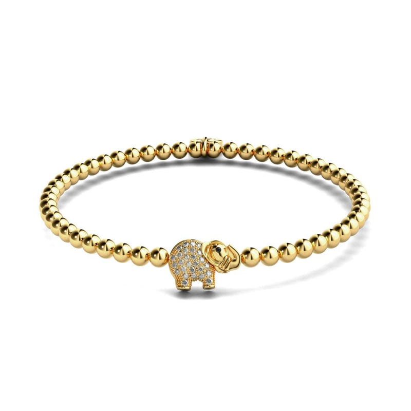 Heiligtum | 18 Karat Gold | Kristall-Elefanten-Charm-Armband 