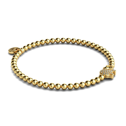 Heiligtum | 18 Karat Gold | Kristall-Elefanten-Charm-Armband 
