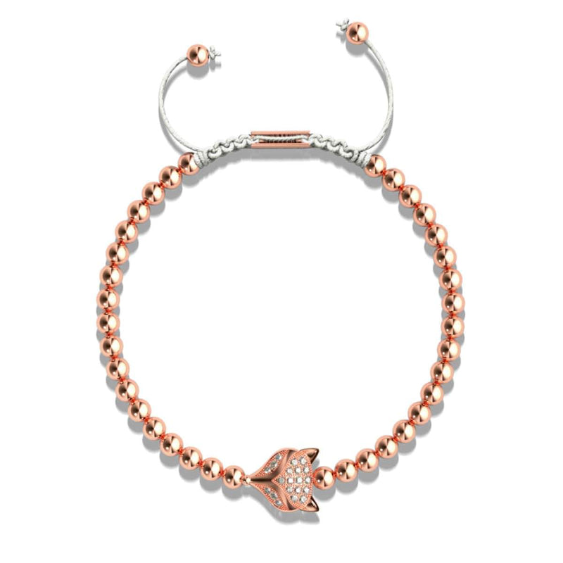 Kristallfuchs | 18 Karat Roségold | Weiß | Makramee Charmballa Armband 