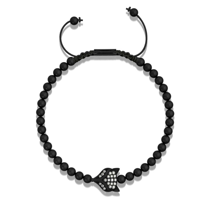 Kristallfuchs | Rotguss | Schwarz | Makramee Charmballa Armband 