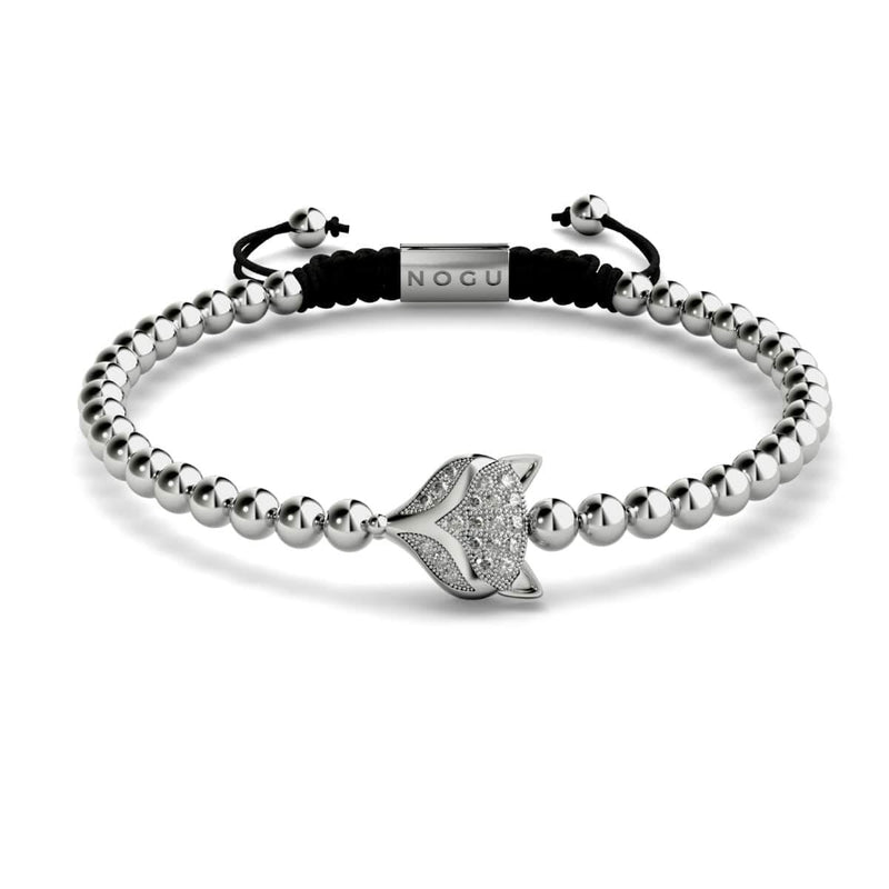 Kristallfuchs | Silber | Schwarz | Makramee Charmballa Armband 