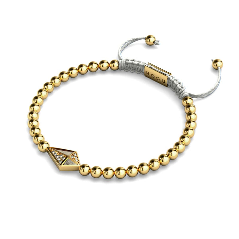 Drachen | 18 Karat Gold &amp; Creme | Kristall Makramee Charmballa Armband 