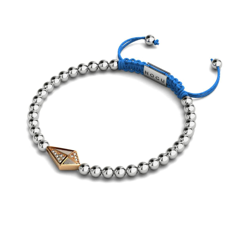 Drachen | 18 Karat Roségold &amp; Silber &amp; Blau | Kristall-Makramee-Charmballa-Armband 