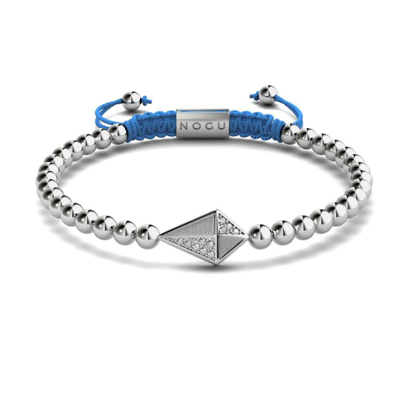 Drachen | Silber &amp; Blau | Kristall-Makramee-Charmballa-Armband 