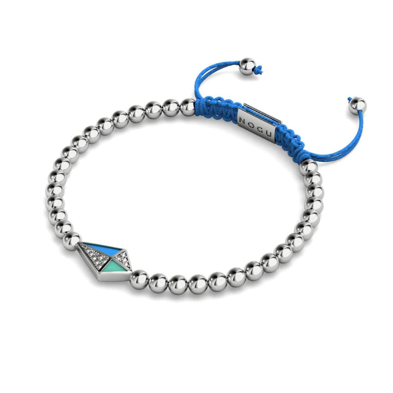 Drachen | Silber &amp; Blau | Emaille | Kristall-Makramee-Charmballa-Armband 