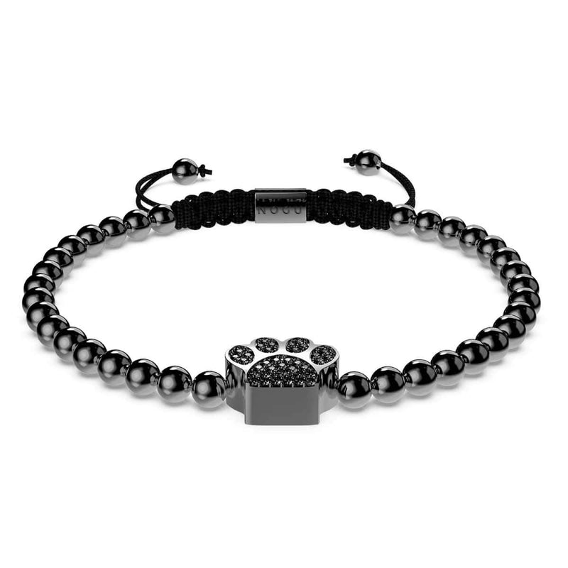 Pfote | Rotguss | Schwarz | Kristallwelpen-Print | Makramee-Charmballa-Armband 