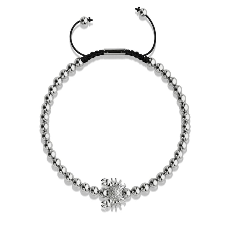 Kristall-Seekrabbe | Silber | Schwarz | Makramee Charmballa Armband 