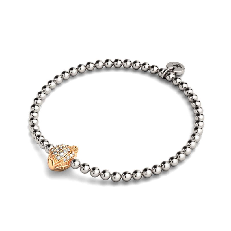 Isla | 18 Karat Roségold &amp; Silber | Kristall-Muschel-Charm-Armband 