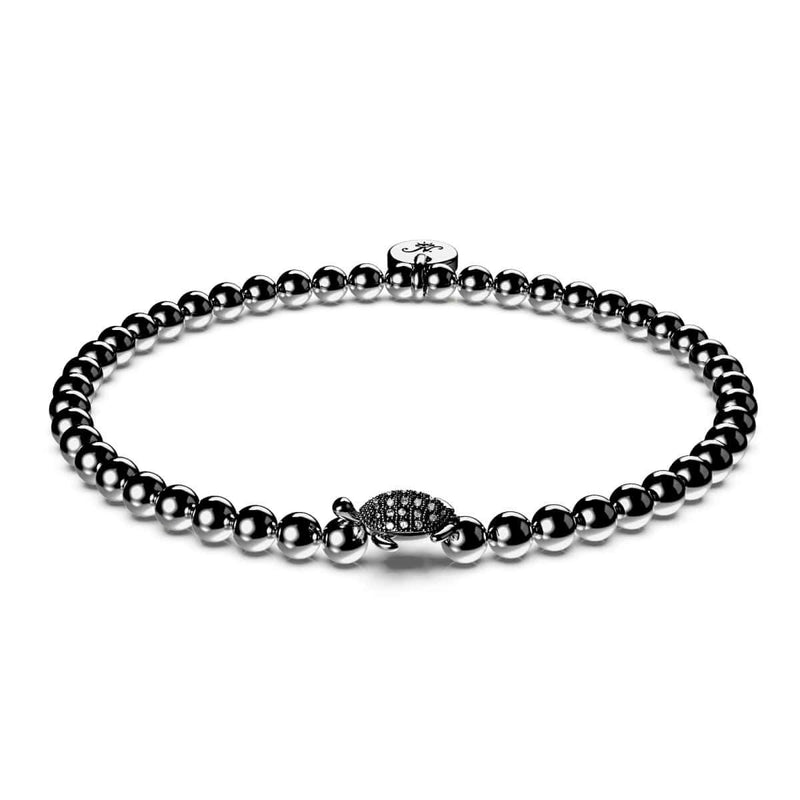 Tortuga | Onyx Stahl | Kristall Meeresschildkröte Armband
