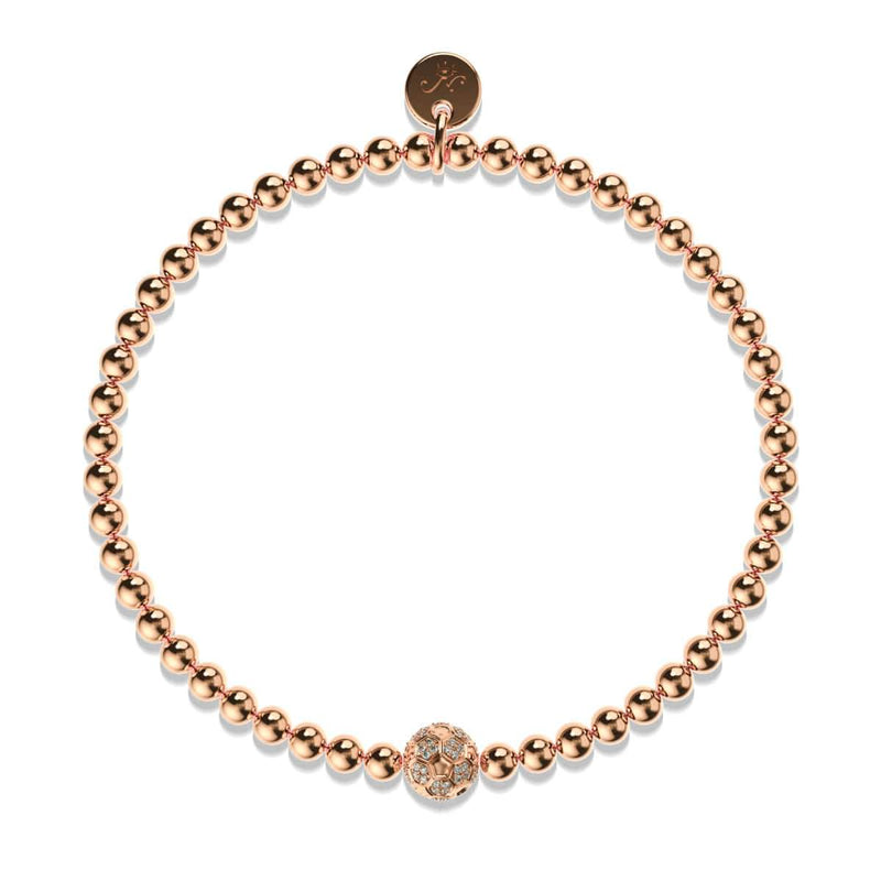 Tor | 18 Karat Roségold | Kristall-Fußball-Charm-Armband 