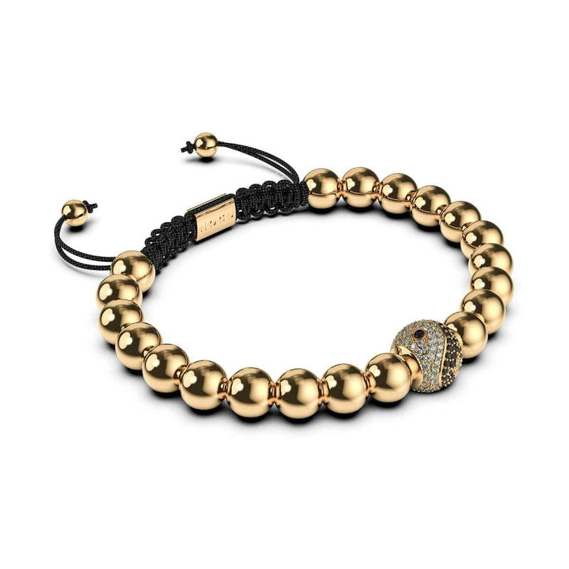 Balance | 18 Karat Gold | Schwarz | Kristall Yin Yang | Makramee Charmballa Armband 