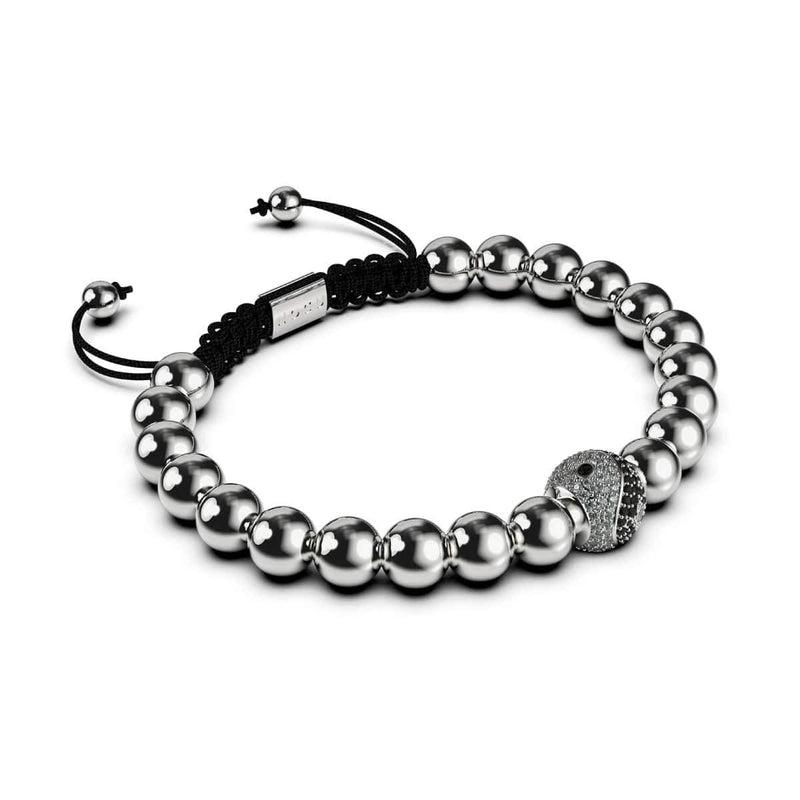 Balance | Silber | Schwarz | Kristall Yin Yang | Makramee Charmballa Armband 