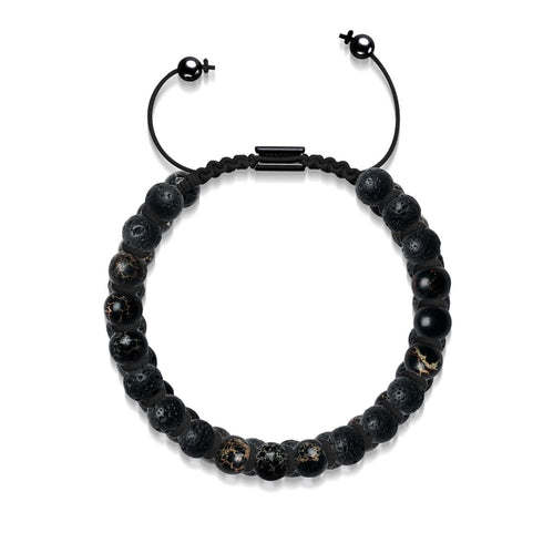 Schwarzer Ozeanjaspis | Rotguss | Lavastein-Diffusor-Armband 