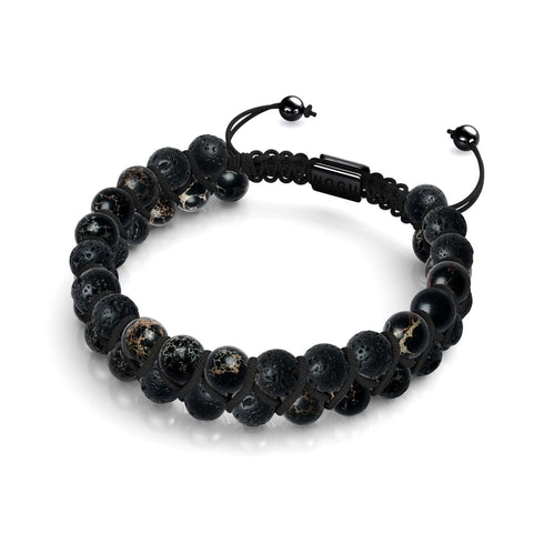 Schwarzer Ozeanjaspis | Rotguss | Lavastein-Diffusor-Armband 