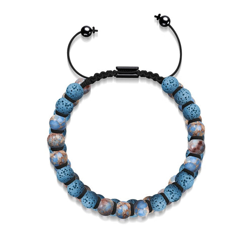 Blauer Ozeanjaspis | Rotguss | Lavastein-Diffusor-Armband 